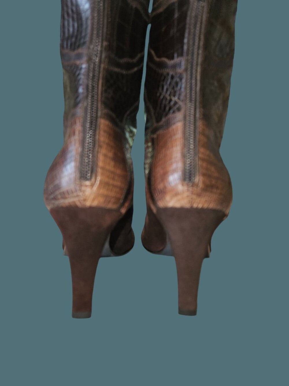 Stuart Weitzman Brown Suede Animal Skin Print Pointed Toe  Booties Women 10M - Picture 6 of 13